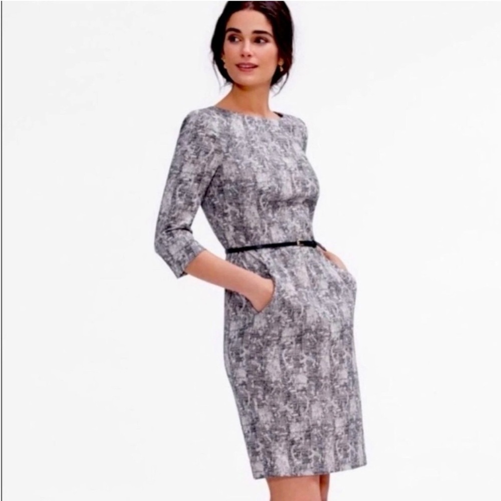 M.M. LaFleur Etsuko Sheath Knee Length 3/4 Sleeve Black White Dress Size 12 - Picture 2 of 10